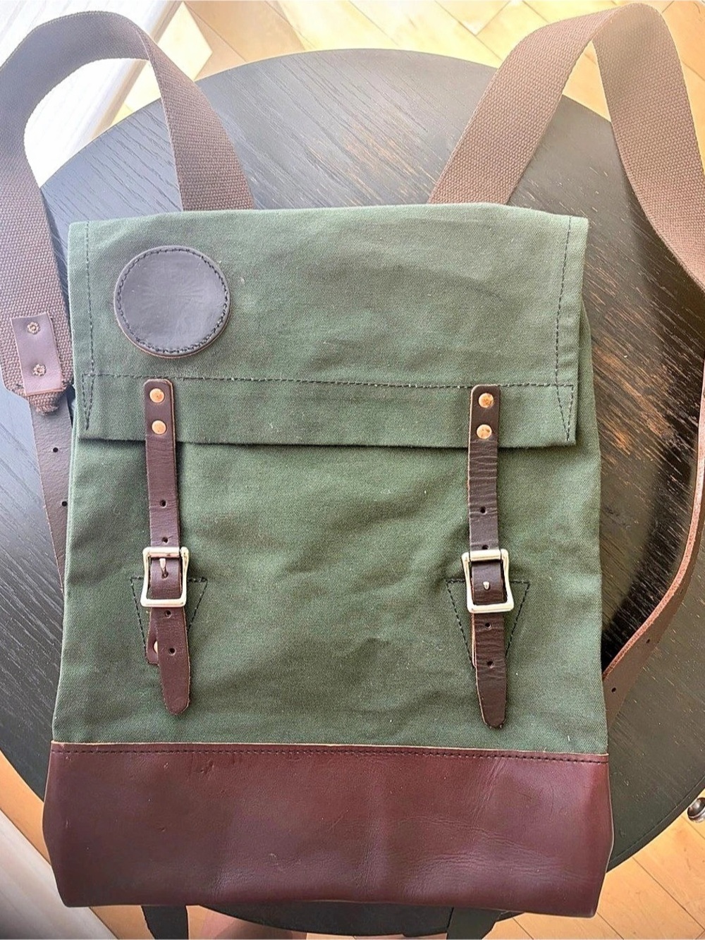 Duluth Pack Roll-Top Scout Backpack in Green & Brown